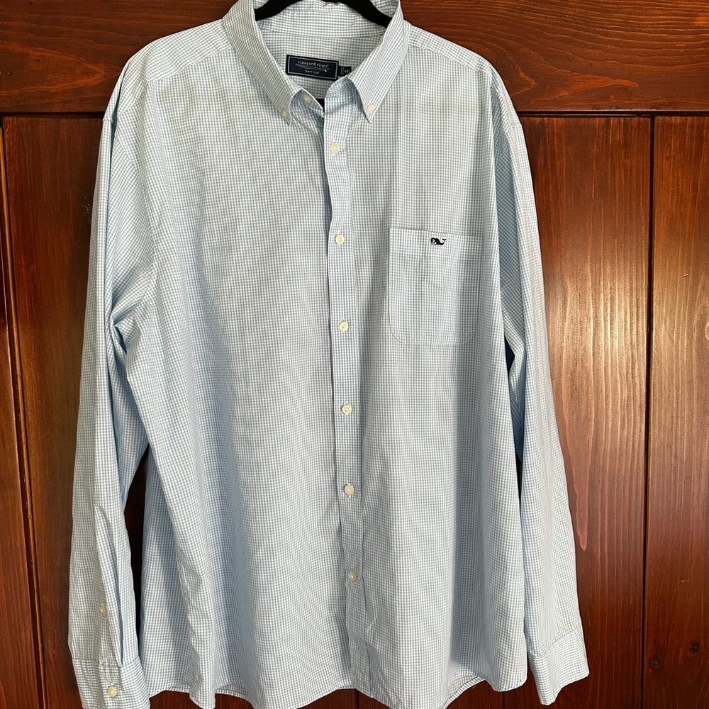 Vineyard Vines Light Blue Checkered Button Down Shirt